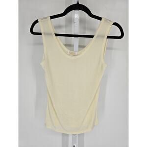 Vintage Escapades Womens Sz S Slinky Knit Sleeveless Blouse Cream Scoop Neck